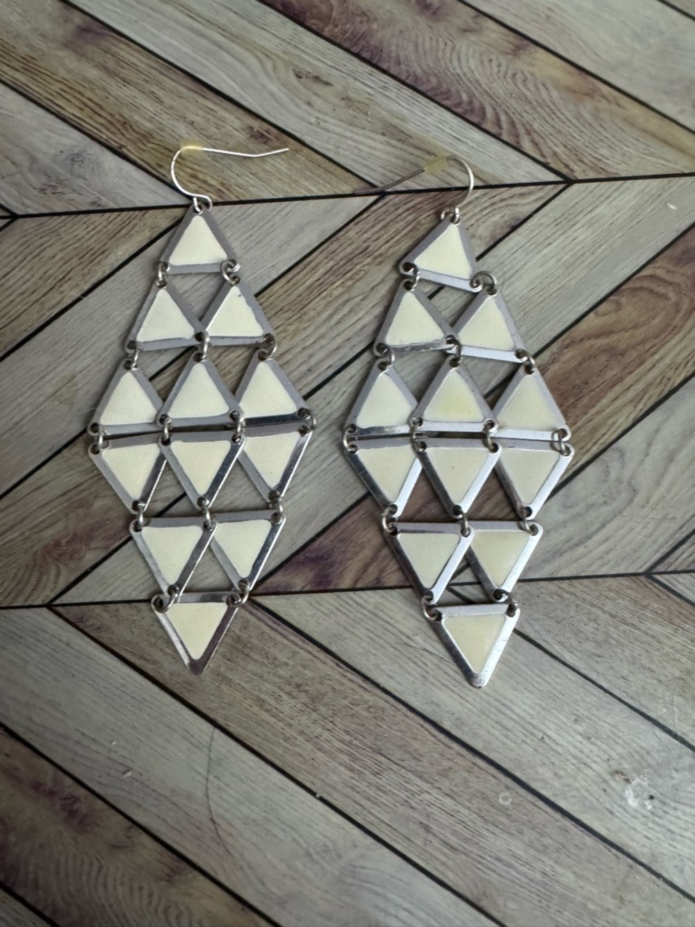 Geometric Cream Dangle Earrings